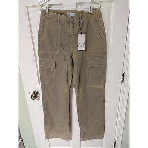 ZARA Women's Khaki Cargo Pants Style 5520165802 Size 8